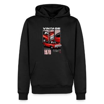 Je ne suis pas vieux, je suis une voiture classique vintage née en 1970 - Sweat à capuche Premium bio Homme - noir - Devant - Nico (187cm)