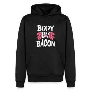 Body By Bacon - Männer Premium Bio Hoodie - Schwarz - Vorne - Nico (187cm)