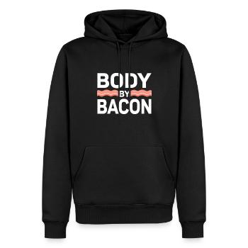 Body By Bacon - Männer Premium Bio Hoodie - Schwarz - Vorne - Nico (187cm)