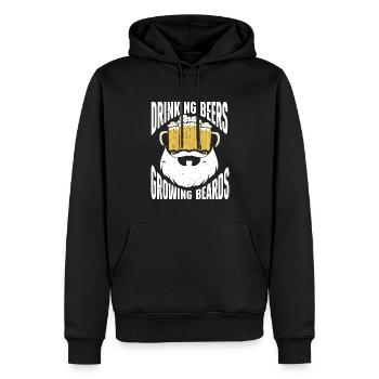 Boire Des Bières Et Laisser Pousser Des Barbes, Drôle De Barbe - Sweat à capuche Premium bio Homme - noir - Devant - Nico (187cm)