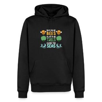 Save More Bees Plant More Trees Clean The Seas - Männer Premium Bio Hoodie - Schwarz - Vorne - Nico (187cm)