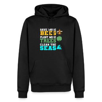 Save More Bees Plant More Trees Clean The Seas - Männer Premium Bio Hoodie - Schwarz - Vorne - Nico (187cm)