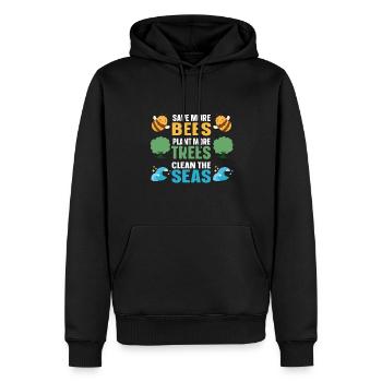 Save More Bees Plant More Trees Clean The Seas - Männer Premium Bio Hoodie - Schwarz - Vorne - Nico (187cm)