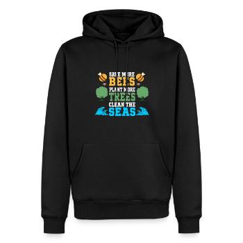 Save More Bees Plant More Trees Clean The Seas - Männer Premium Bio Hoodie - Schwarz - Vorne - Nico (187cm)