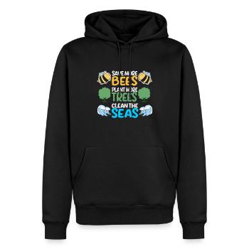 Save More Bees Plant More Trees Clean The Seas - Männer Premium Bio Hoodie - Schwarz - Vorne - Nico (187cm)