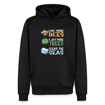Save More Bees Plant More Trees Clean The Seas - Männer Premium Bio Hoodie - Schwarz - Vorne - Nico (187cm)