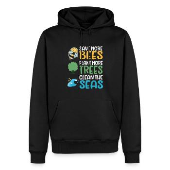Save More Bees Plant More Trees Clean The Seas - Männer Premium Bio Hoodie - Schwarz - Vorne - Nico (187cm)