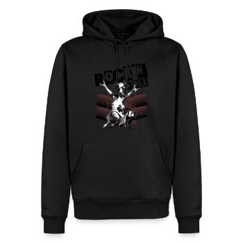Festival de musique Rock Kuh Rock n Roll - Sweat à capuche Premium bio Homme - noir - Devant - Nico (187cm)