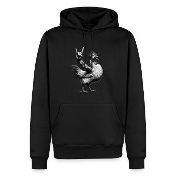 Festival de musique Rock Chicken Rock n Roll - Sweat à capuche Premium bio Homme - noir - Devant - Nico (187cm)