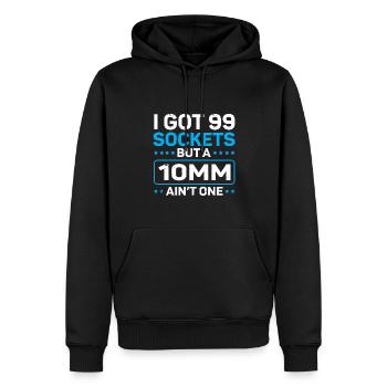 Mécanicien J’ai 99 douilles mais un 10mm n’en est pas un - Sweat à capuche Premium bio Homme - noir - Devant - Nico (187cm)