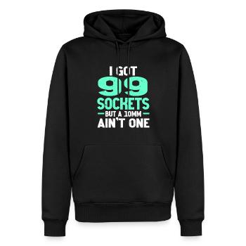 Mécanicien J’ai 99 douilles mais un 10mm n’en est pas un - Sweat à capuche Premium bio Homme - noir - Devant - Nico (187cm)