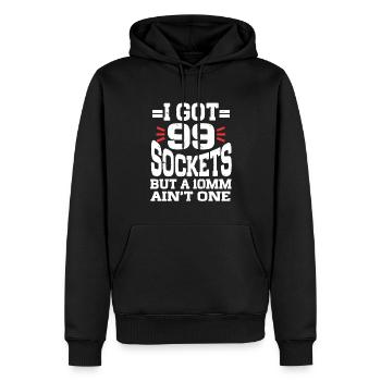 Mécanicien J’ai 99 douilles mais un 10mm n’en est pas un - Sweat à capuche Premium bio Homme - noir - Devant - Nico (187cm)