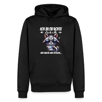 Je vous surveille tous et je prends des notes - Sweat à capuche Premium bio Homme - noir - Devant - Nico (187cm)