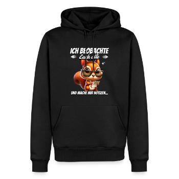 Je vous surveille tous et je prends des notes - Sweat à capuche Premium bio Homme - noir - Devant - Nico (187cm)
