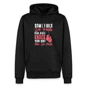 Boxer femmes boxe fille - Sweat à capuche Premium bio Homme - noir - Devant - Nico (187cm)