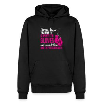Boxer femmes boxe fille - Sweat à capuche Premium bio Homme - noir - Devant - Nico (187cm)