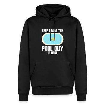 Nettoyeur de piscine Restez calme Le gars de la piscine est là - Sweat à capuche Premium bio Homme - noir - Devant - Nico (187cm)