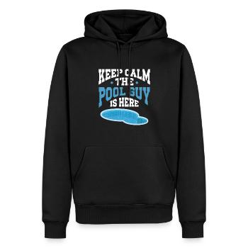 Nettoyeur de piscine Restez calme Le gars de la piscine est là - Sweat à capuche Premium bio Homme - noir - Devant - Nico (187cm)