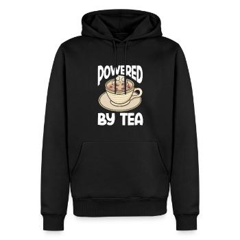 Tea Lover Tea Drinker Quotes Powered By Tea - Männer Premium Bio Hoodie - Schwarz - Vorne - Nico (187cm)