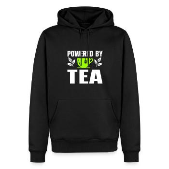 Tea Lover Tea Drinker Quotes Powered By Tea - Männer Premium Bio Hoodie - Schwarz - Vorne - Nico (187cm)