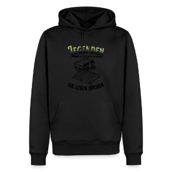 Legenden altern nicht sie gehen Bücher lesen - Männer Premium Bio Hoodie - Schwarz - Vorne - Nico (187cm)