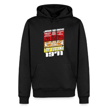54 ans Né en 1971 Anniversaire - Sweat à capuche Premium bio Homme - noir - Devant - Nico (187cm)