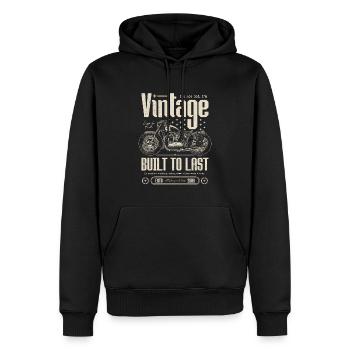 Moto Vintage Motards Moto Anniversaire 2009 - Sweat à capuche Premium bio Homme - noir - Devant - Nico (187cm)