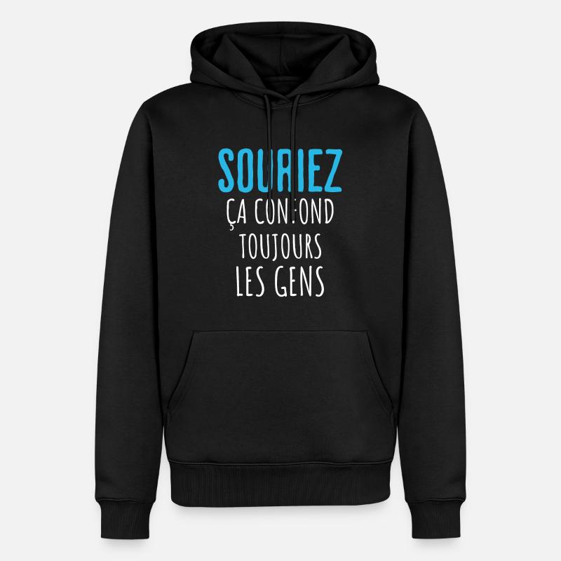 Humour Positivité Sourire - Sweat à capuche Premium bio Homme - noir