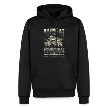 Bonneville Salt Flats Moto Anniversaire 1961 - Sweat à capuche Premium bio Homme - noir - Devant - Nico (187cm)