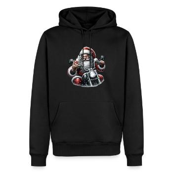 Motorcycle Santa Claus Biker Christmas - Men’s Premium Organic Hoodie - black - Front - Nico (187cm)