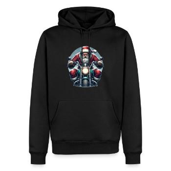 Motorcycle Santa Claus Biker Christmas - Men’s Premium Organic Hoodie - black - Front - Nico (187cm)