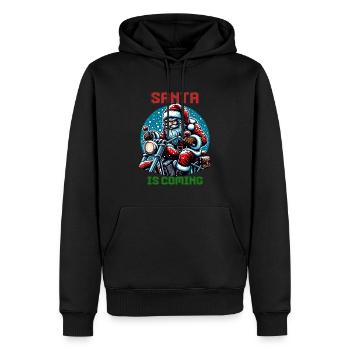 Motorcycle Santa Claus Biker Christmas - Men’s Premium Organic Hoodie - black - Front - Nico (187cm)