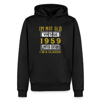 Birthday 66 years old I'm not old I ́m classic - Men’s Premium Organic Hoodie - black - Front - Nico (187cm)