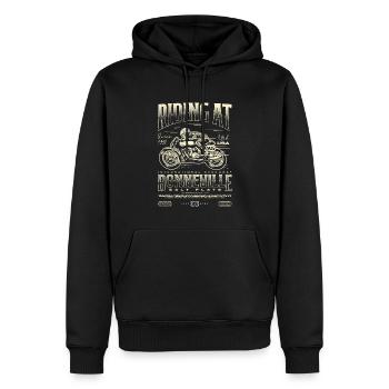 Bonneville Salt Flats Moto Anniversaire 1992 - Sweat à capuche Premium bio Homme - noir - Devant - Nico (187cm)