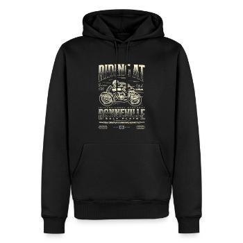 Bonneville Salt Flats Moto Anniversaire 2012 - Sweat à capuche Premium bio Homme - noir - Devant - Nico (187cm)