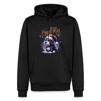 Père Noël Chien Noël Hommes et femmes - Sweat à capuche Premium bio Homme - noir - Devant - Nico (187cm)