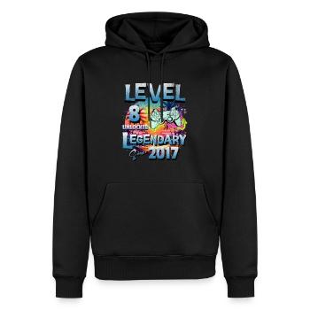Level 8 Freigeschaltet seit 2017 Geburtstag - Männer Premium Bio Hoodie - Schwarz - Vorne - Nico (187cm)