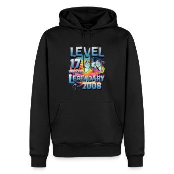 Niveau 17 Débloqué depuis 1982 Anniversaire - Sweat à capuche Premium bio Homme - noir - Devant - Nico (187cm)