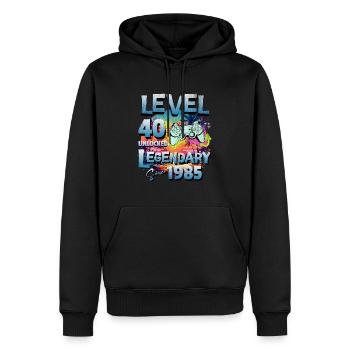 Level 40 Freigeschaltet seit 1982 Geburtstag - Männer Premium Bio Hoodie - Schwarz - Vorne - Nico (187cm)