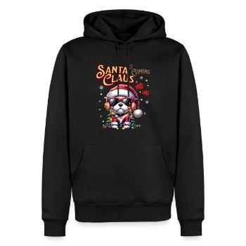 Père Noël Chien Noël Hommes et femmes - Sweat à capuche Premium bio Homme - noir - Devant - Nico (187cm)