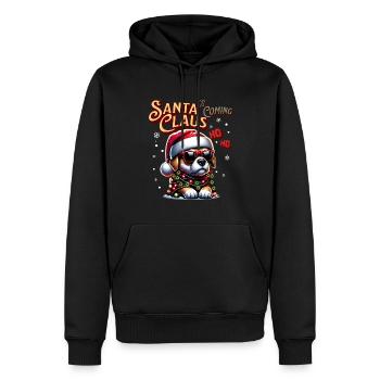 Père Noël Chien Noël Hommes et femmes - Sweat à capuche Premium bio Homme - noir - Devant - Nico (187cm)