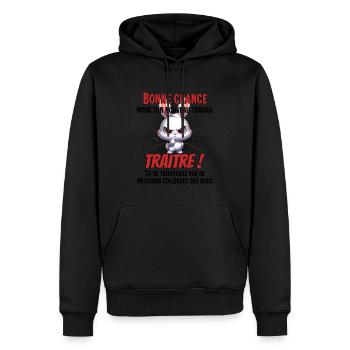 Cadeau départ collègue de travail - Sweat à capuche Premium bio Homme - noir - Devant - Nico (187cm)