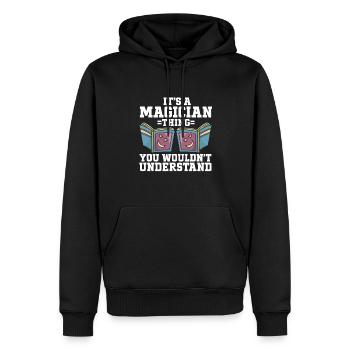 Funny Magician Magic - Männer Premium Bio Hoodie - Schwarz - Vorne - Nico (187cm)