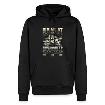 Bonneville Salt Flats Motorrad Geburtstag 2023 - Männer Premium Bio Hoodie - Schwarz - Vorne - Nico (187cm)