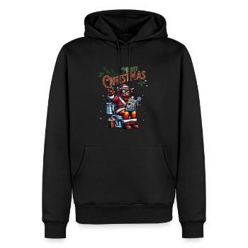 Père Noël Noël Hommes et femmes - Sweat à capuche Premium bio Homme - noir - Devant - Nico (187cm)