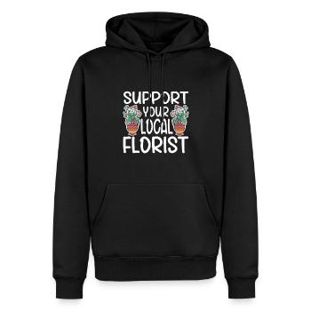 Fleuriste Fleur Florale Fleuristerie - Sweat à capuche Premium bio Homme - noir - Devant - Nico (187cm)