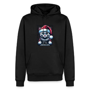 Père Noël Noël Drôle de chats Mugshot - Sweat à capuche Premium bio Homme - noir - Devant - Nico (187cm)