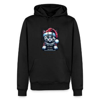 Père Noël Noël Drôle de chats Mugshot - Sweat à capuche Premium bio Homme - noir - Devant - Nico (187cm)