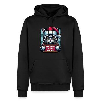Père Noël Noël Drôle de chats Mugshot - Sweat à capuche Premium bio Homme - noir - Devant - Nico (187cm)