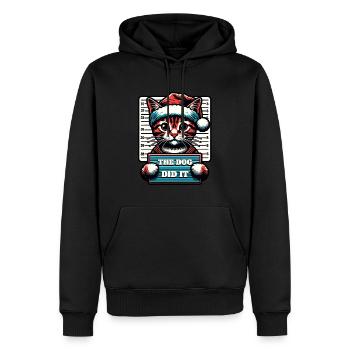 Père Noël Noël Drôle de chats Mugshot - Sweat à capuche Premium bio Homme - noir - Devant - Nico (187cm)